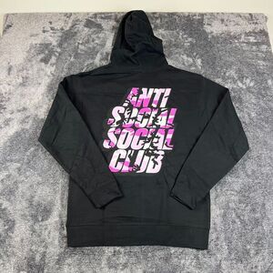 Anti Social Social Club Camo Black Pink Hoodie Sweatshirt Men's M Spellout NWT